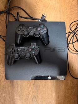 PS3 Slim with Two Controllers and Cables