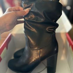 Style & Co Black Smooth Saraa Slouch Mid-Shaft Boots  Shoe Size 7