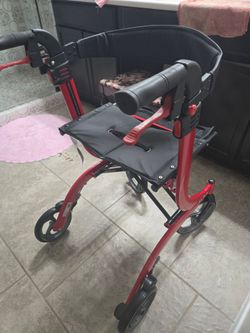 Red Rollator Walker with Seat
