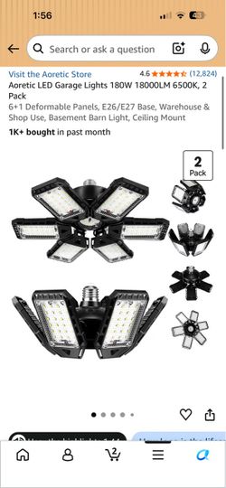 Aoretic 180W LED Garage Lights 2 Pack