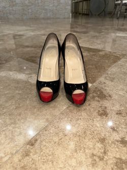 Christian Louboutin Elegant Black and Red Peep-Toe Heels