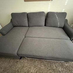 Ashley HomeStores Gray Modern 83” Sleeper Sectional Sofa with LAF Chaise