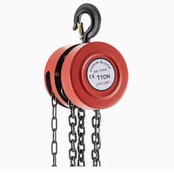 VEVOR Hand Chain Hoist, 2200 lbs /1 Ton Capacity Chain Block, 8ft/2.5m Lift Manual Hand Chain Block