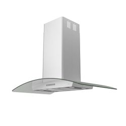 Zephyr 36" Milano Island Mount Range Hood with LED Lights in Stainless Steel