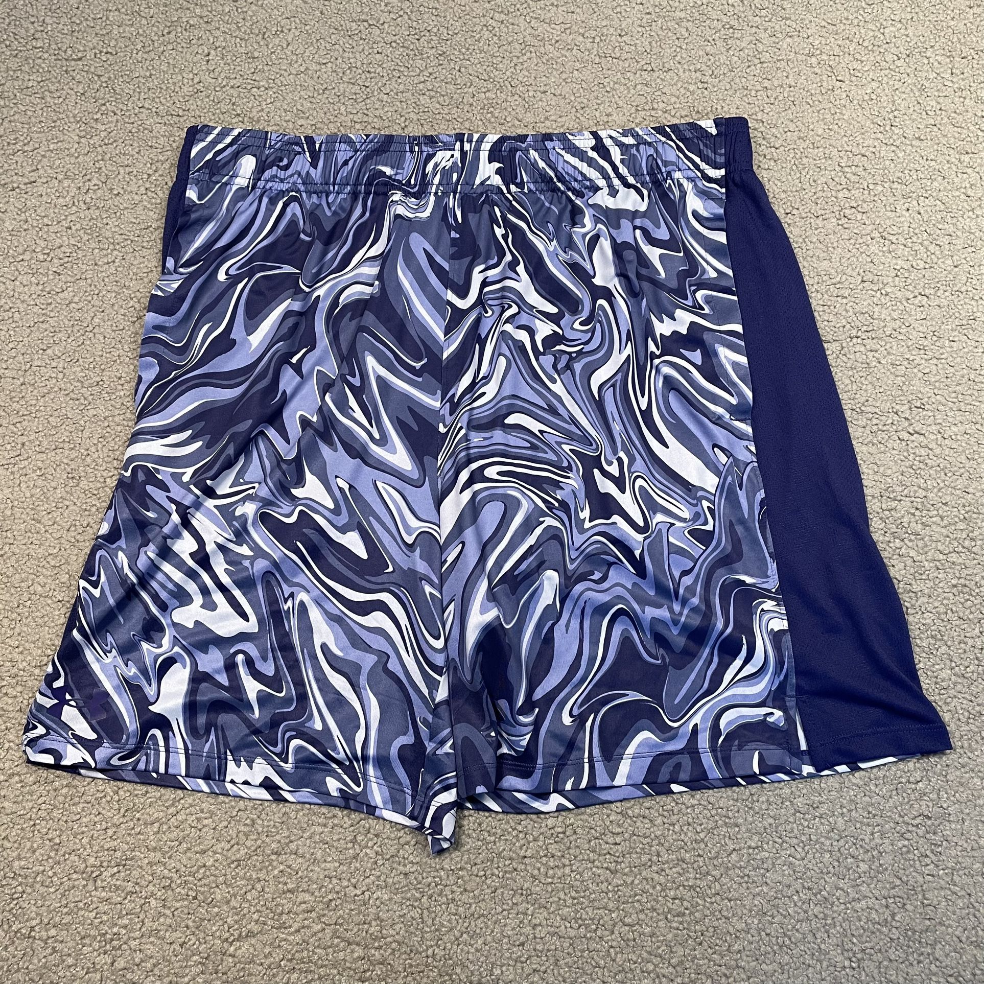 Under Armour Men’s UA Train Stretch 2.0 Shorts – Size XL – Blue Marble Print – MSRP $40 – New with Tags