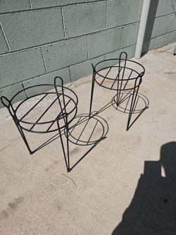 Two metal plant stands
