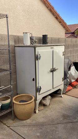 Antique Icebox Cabinet with Metal Hardware General Electric