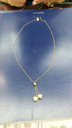 14K GOLD necklace heart 17 inch long 3.8 grams