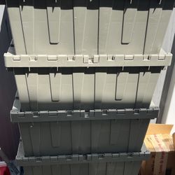 5 Heavy Duty Plastic Storage Totes w/ Lids – $20 for All