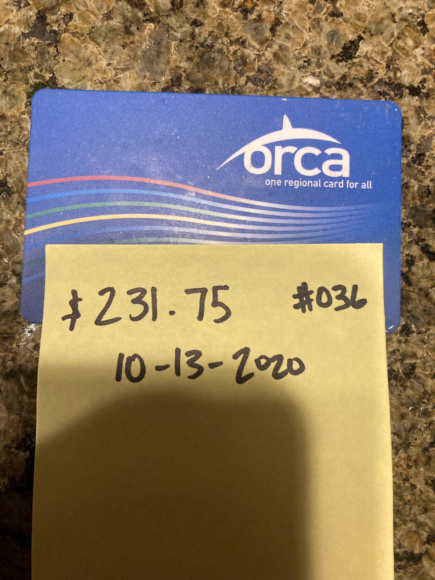 orca card $236.75