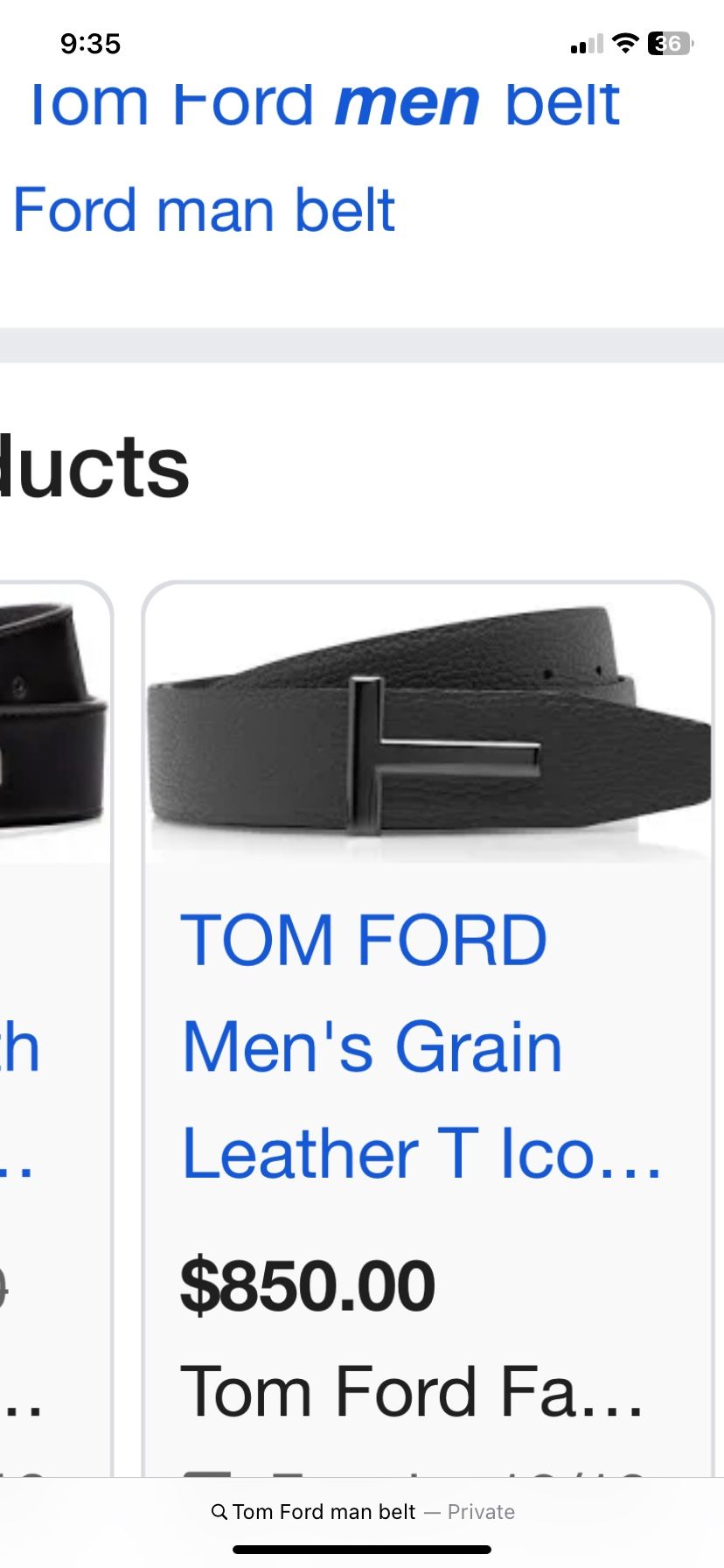 Brand New Men Authentic TOM FORD Belt Black Size Italy, 100 Price $250