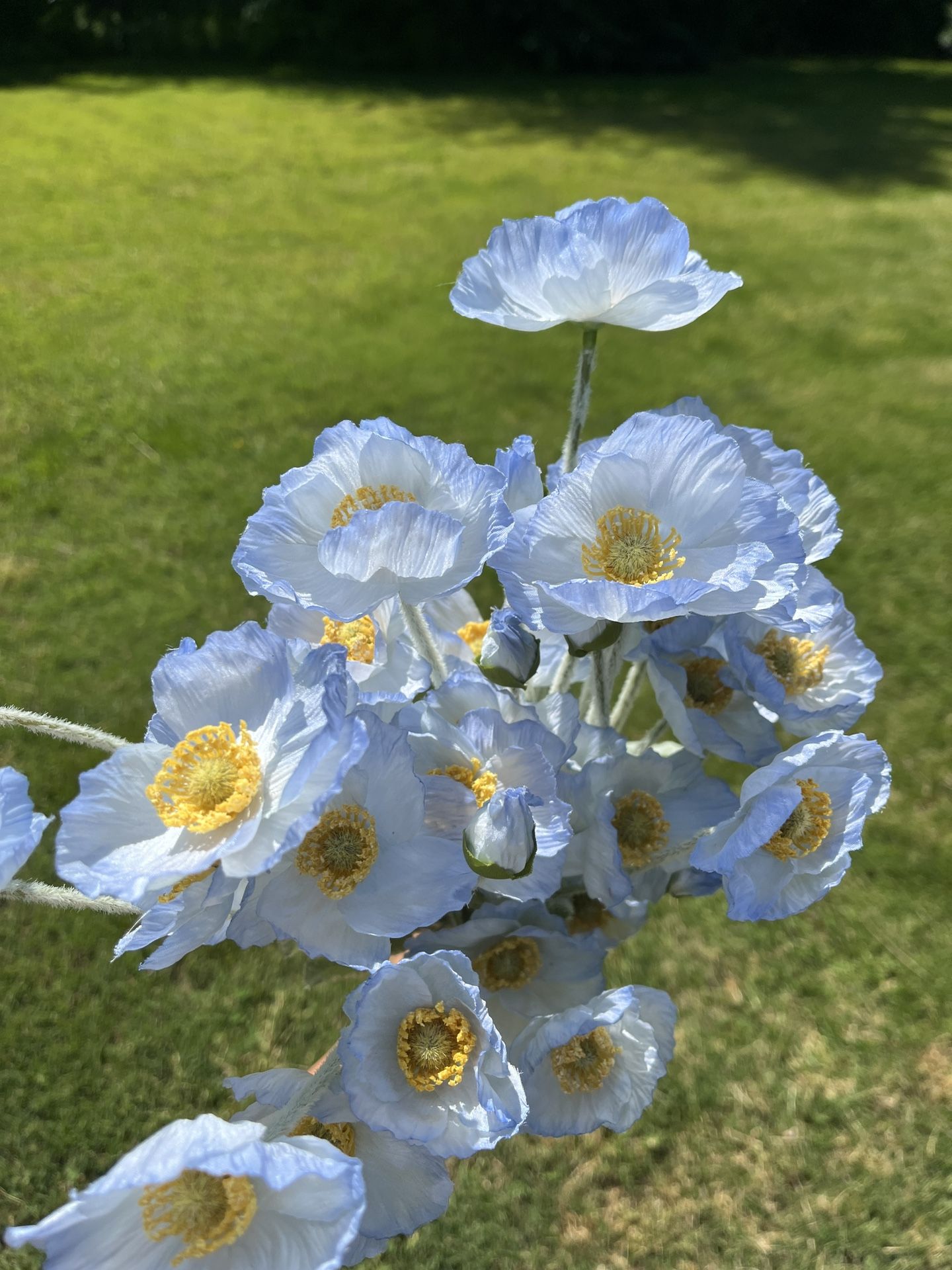 Artificial Light Blue Poppy Flower Wedding Centerpiece