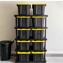 HDX 5 Tier Plastic Adjustable Garage Storage Shelving Unit in Black (48 in. W x 75 in. H x 24 in. D)