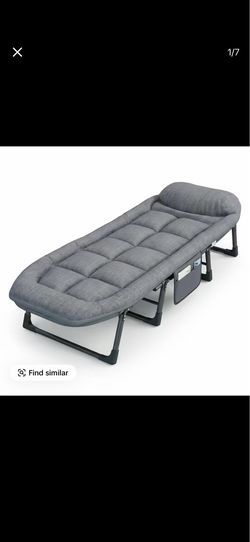 6-position adjustable folding bed with a sturdy steel frame and a soft padded mattress