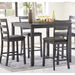 Signature Furniture Gray Tall Dining Table, with bench