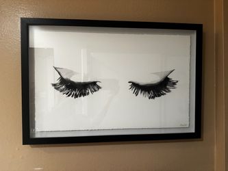 Modern Black & White Eyelash Wall Art – Framed