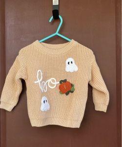 Halloween Knit Sweater Boo Ghost Pumpkin 3-6 months