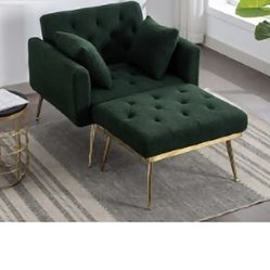 Green Lounge Chair With Footrest