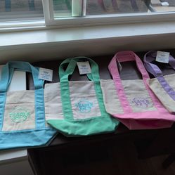 mini pastel canvas tote bag