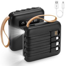 ⌛️Wholesale⌛️10000mAh Portable Charger w/Built-in 4 Cables-USB C Power Bank,Mini Travel Fast Charger