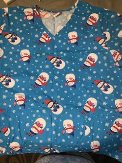Dickies Snowman Scrub Top