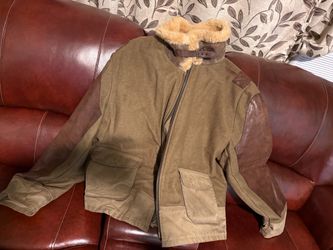 Men’s  Canvas & Leather Bomber Jacke