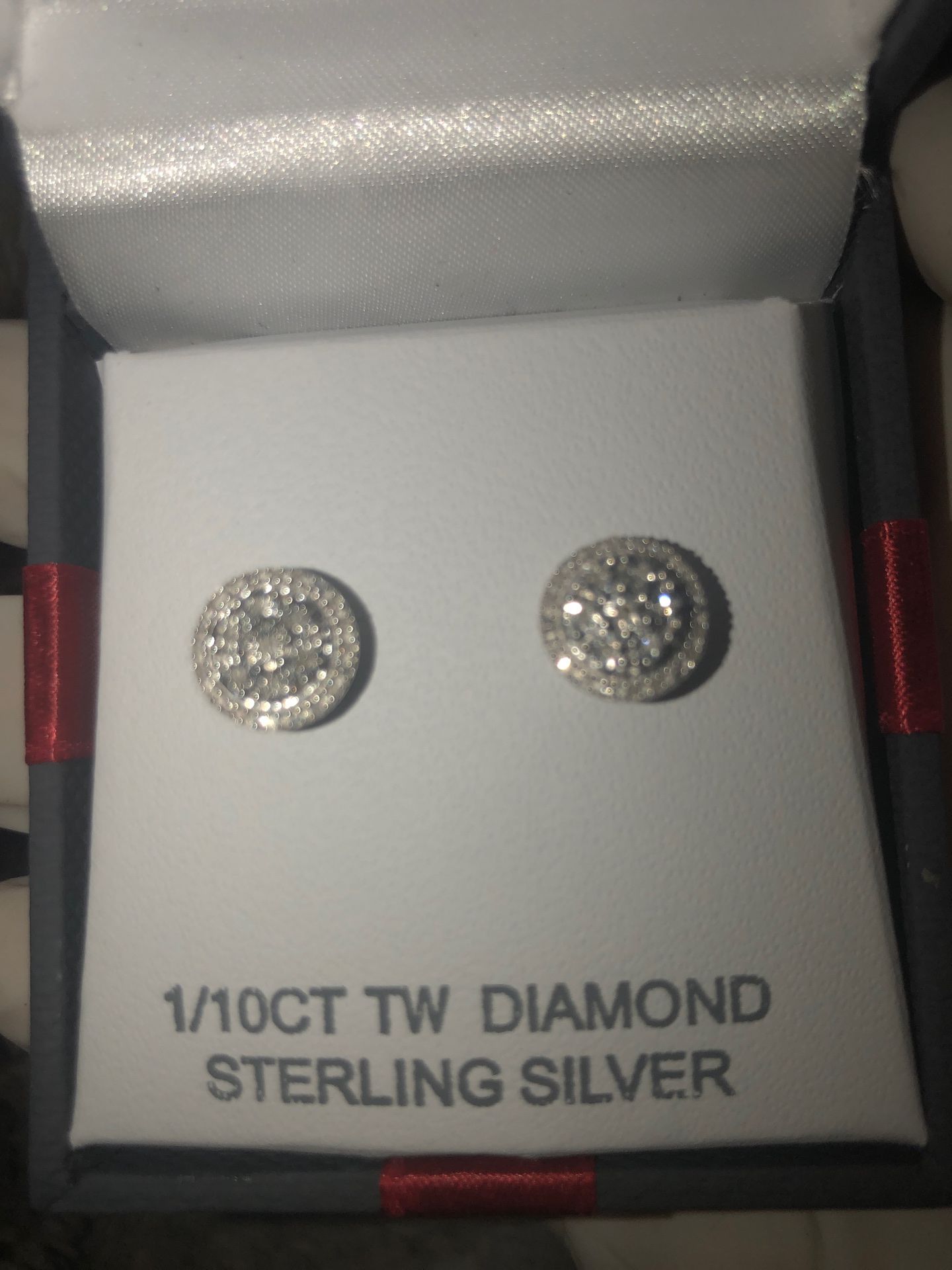 Sterling Silver stud earrings real diamonds