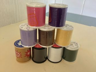 9 Sealed Thread Spools 100% Polyester Various Colors
