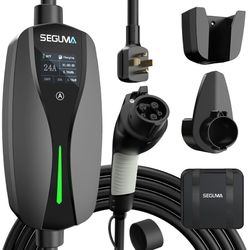 NEMA 14-30 Level 2 EV Charger, Electric Vehicle Portable Charger with 24A 240V 25FT Cable, Adjustable Current (10-24A), Home MobileEV Charging Station