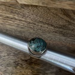 Beautiful Chunky Turquoise And Sterling Ring Size 9