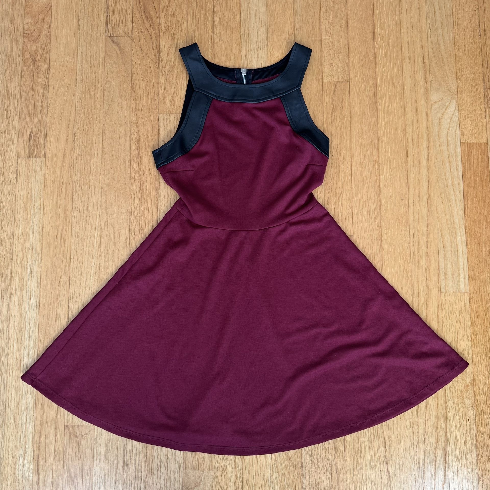 Burgundy And Black Mini Dress