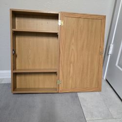 Wood Bathroom Woll Shelf With Mirror Very Good End Strong 