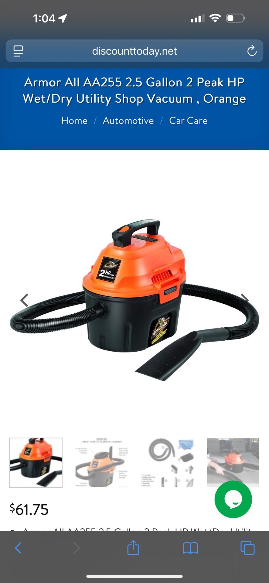 Armor All Wet, Dry Vac 2 Hp