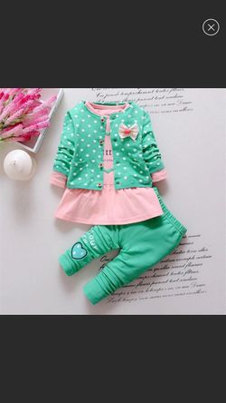 NWT green polka dot 3 pcs outfit set size 12m 24m