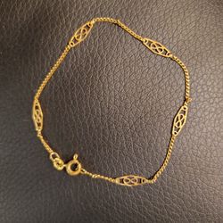 Vintage Estate Italian 14k Gold Filigree 7" Bracelet 