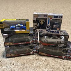 Collectible diecast cars and funko pops