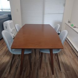Mid Century Modern Dining Table + 4 Chairs Thumbnail