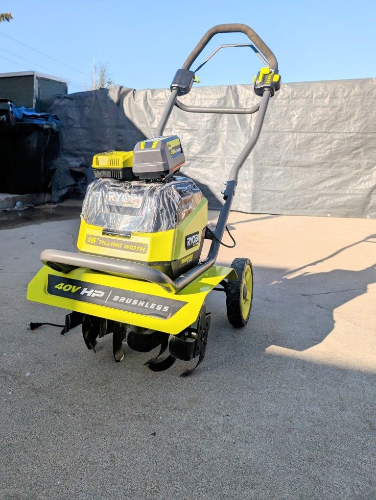 Ryobi Brushless 16 in. front Tiller & 6.0 Ah Battery & Quick Charger