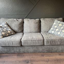 Gray Couch With Accent Pillows