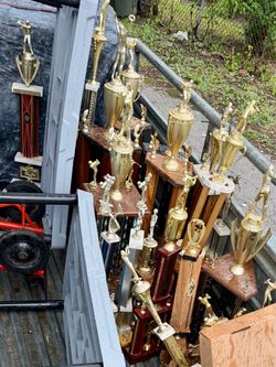 Large Collection of 25 Golf Trophies for Sale
