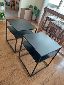 2 small black tables