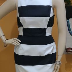 Worthington Black And White Sleeveless Knee Length Dress 