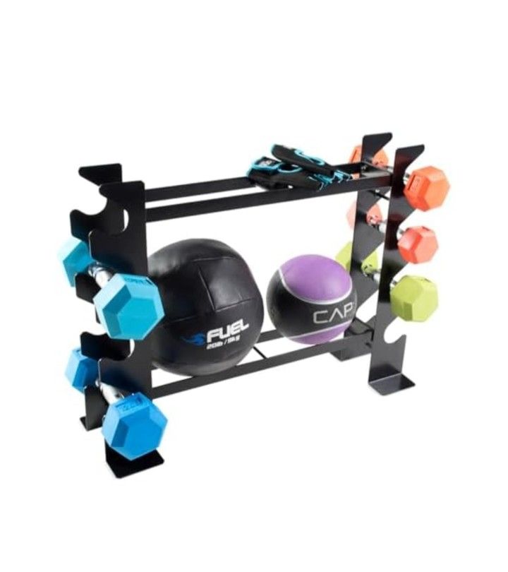CAP Barbell dumbbell and Accessories Rack, Black, New IN A BOX
Keep all of your equipment organized and in one place with the CAP Dumbbell and Access