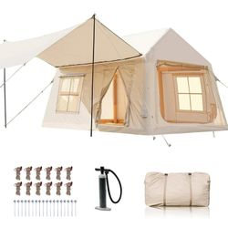 Lilypelle Inflatable Tents with Canopy , 2 Rooms Blow Up Tent Easy Setup, Waterproof Oxford 8-10 Person