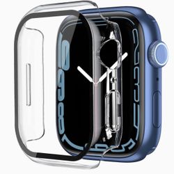 Smiling 5 Pack Case Built in Tempered Glass Screen Protector Compatible with Apple Watch Series 8 45mm/ Seires 7 45mm, Hard PC Case with Screen protec