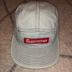 SUPREME Denim Washed Chino Twill Camp Cap 2017 100% Authentic