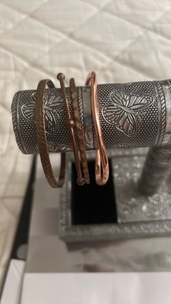 Copper Cuff Bangle Bracelets Set of 4