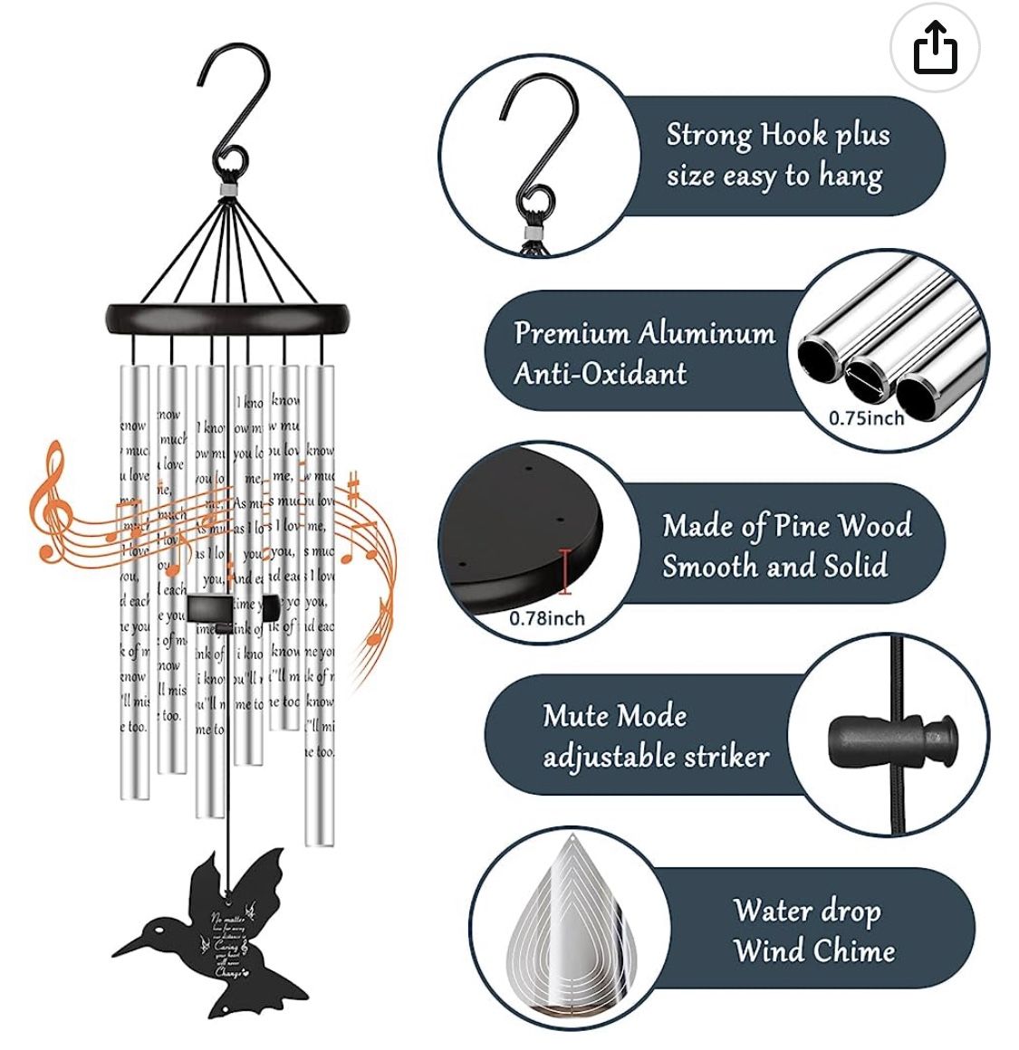 NIB Sympathy Memorial Wind Chimes