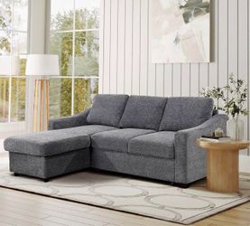Coddle Aria Fabric Sleeper Sofa with Reversible Chaise and Storage, Gray