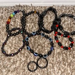 Hematite bracelets and rings